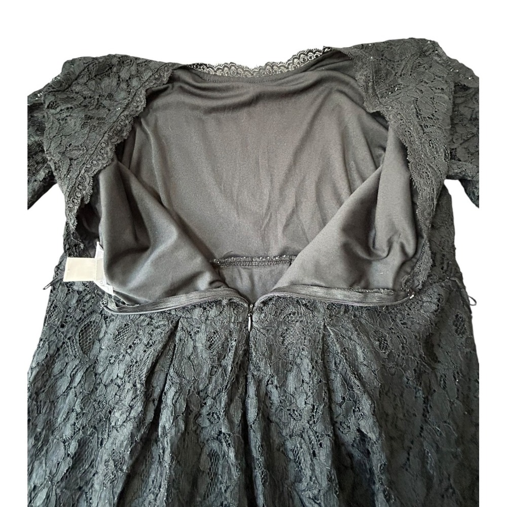 Motherhood Maternity Lace Dress Womens Size Large Black Lined S/S Back Zipper - Picture 6 of 7